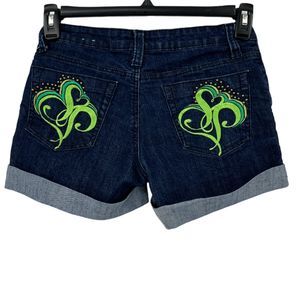 Southpole shorts juniors 5 booty denim jean neon design women's daisy dukes
